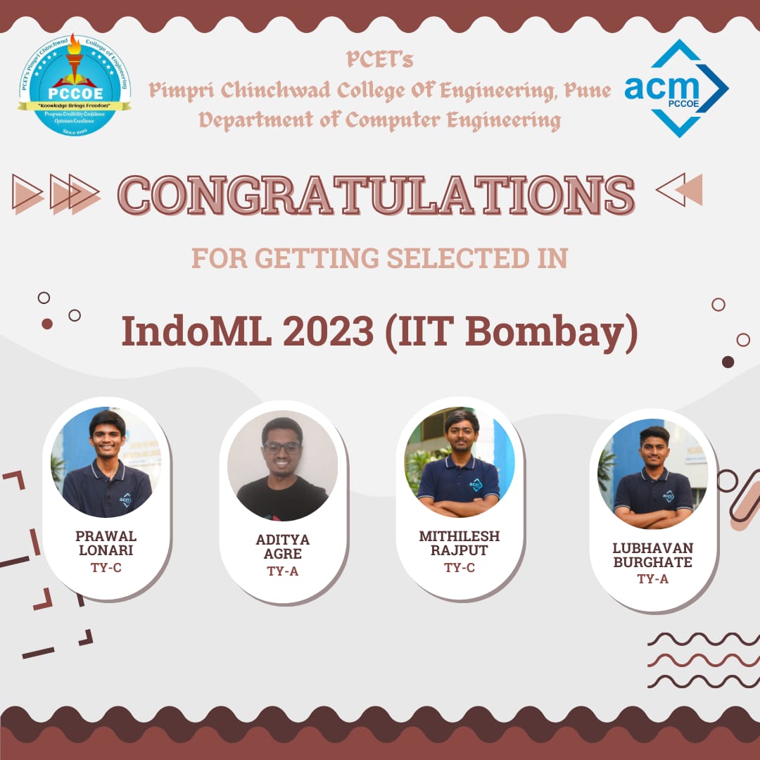 IndoML 2023 Success: PCCOE Students Excel at IIT Bombay!