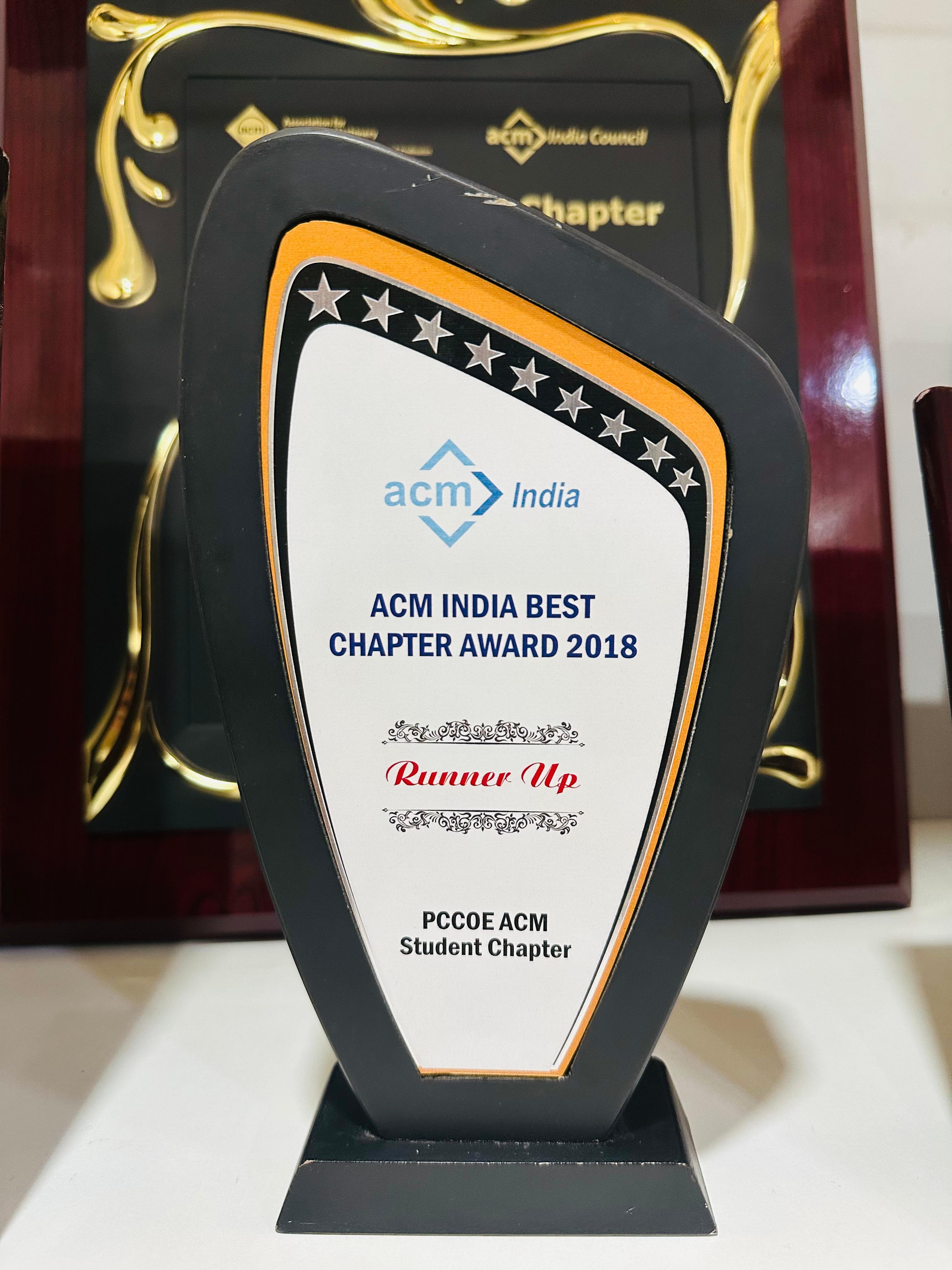 ACM India Student Chapter: Runner-Up for Best Student Chapter