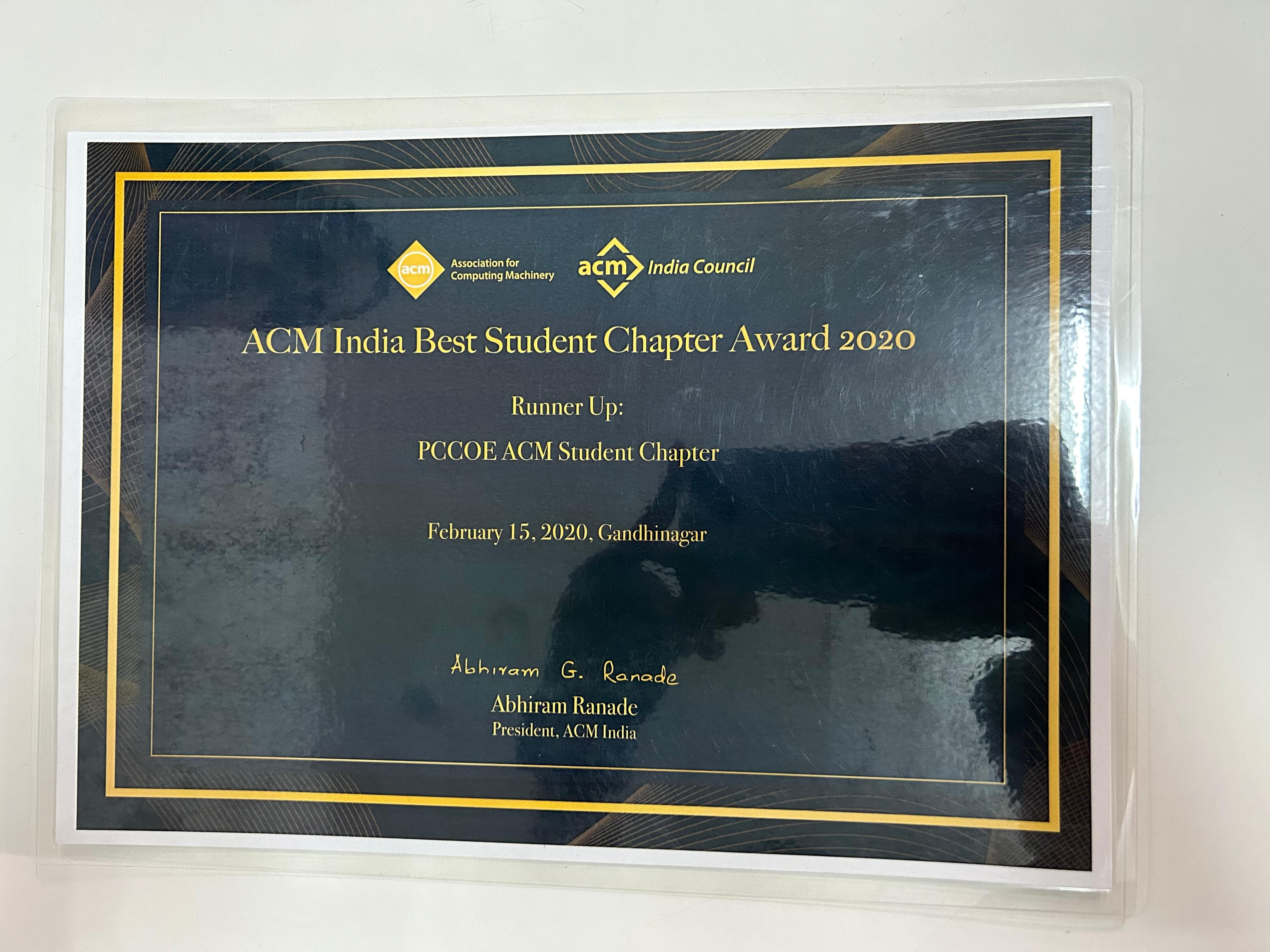 ACM India Student Chapter: Runner-up for Best Student Chapter