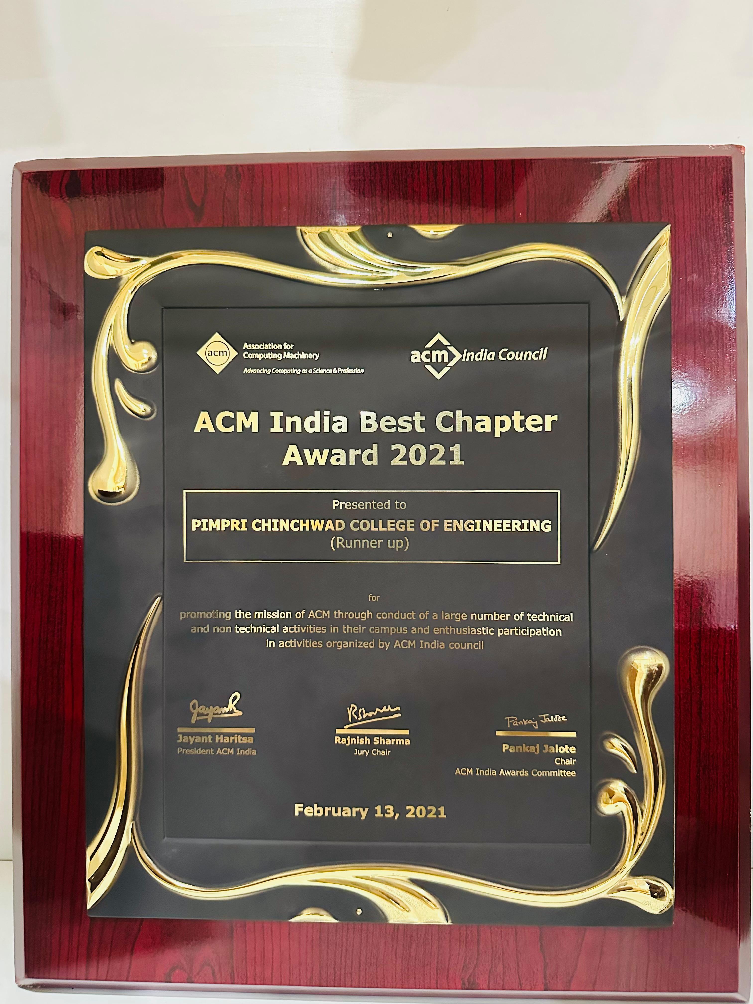 ACM India Student Chapter: Best Student Chapter Award